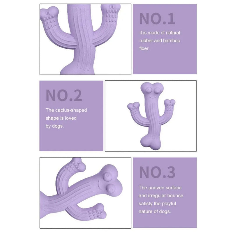 Cactus dog chew toy for puppies and large dogs, made from bamboo fibre and natural rubber, small size 138x94x37mm or large 180x122x48mm, interactive and durable chew toy for boredom relief