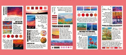 Pack of 20 rectangular paper stickers featuring famous landscape painting artworks.