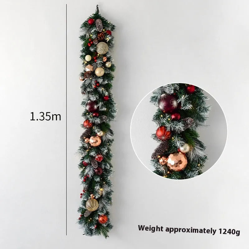 135cm European Style rattan Christmas wall hanging decoration in golden red, leaf golden, or rose pink colour variations