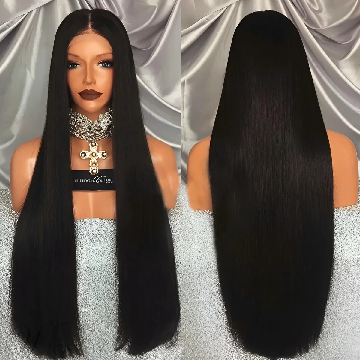 Front lace wig in large straight style, high temperature silk, 150% density, available 14 to 26 inches