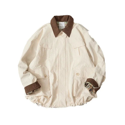 Green and apricot coloured casual polyester jacket with long sleeves and side seam pockets