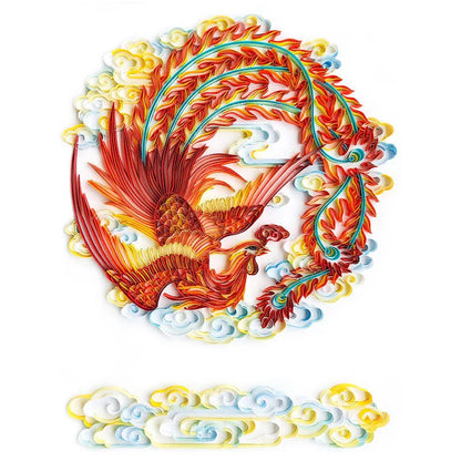 Quilted paper illustration material set featuring various animal designs, including deer, tiger, wolf, fish, crane, flame bird, boat, horse, phoenix, dragon, and lion