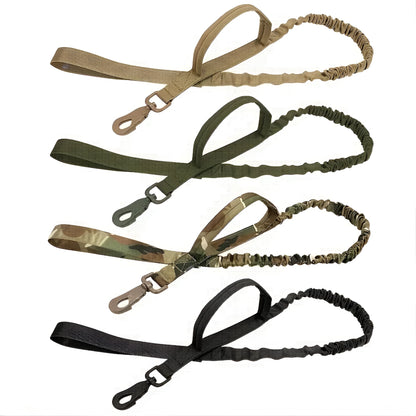 A retractable dog leash for large breeds in black, showing the handle and nylon tape.