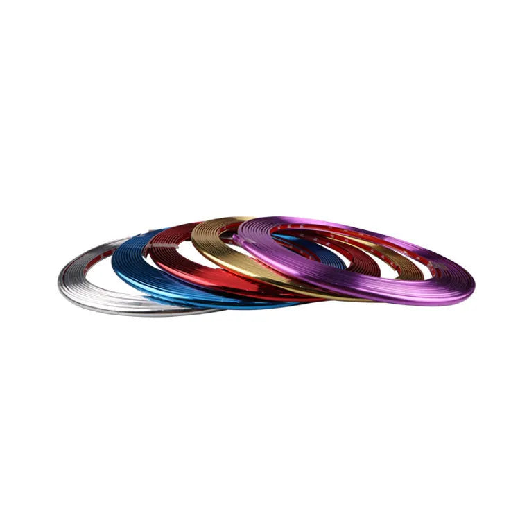 Electroplated purple wheel hub trim sticker roll measuring 10 cm wide