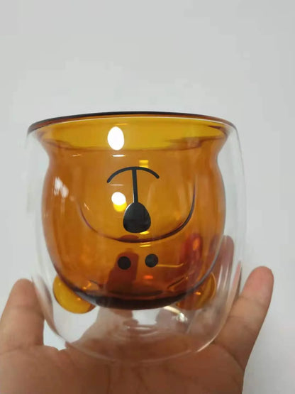 3D double-layer panda cup with skull design for wine, featuring inner Christmas tree pattern
