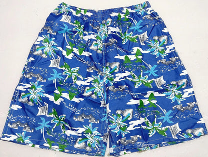 Men's floral patterned swim shorts with five-point cut design