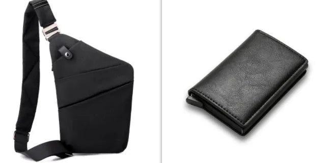Canvas chest bag 31x20x1cm, 190g, one-shoulder crossbody with anti-radiation fabric inside, smoke black or silver grey