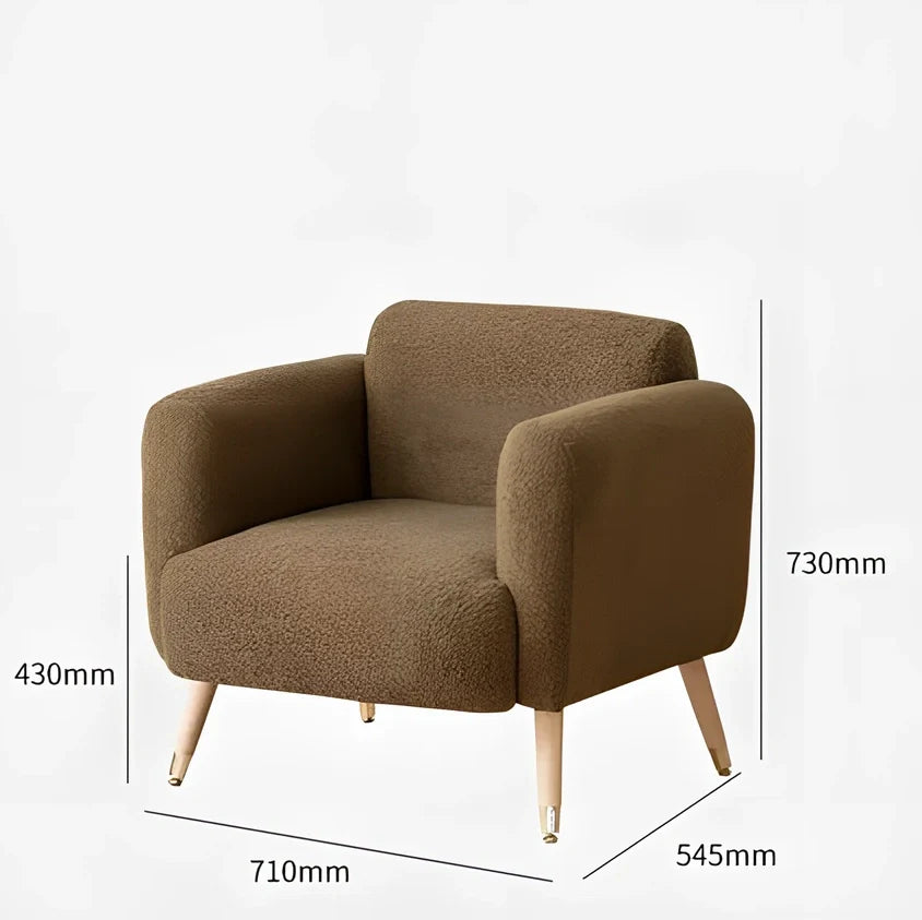 Modern fabric sofa chair in blue grey colour with 73cm width and medium density foam sponge filling