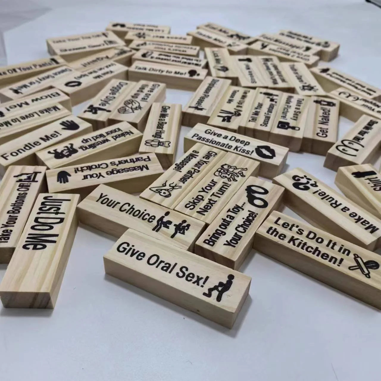 Couple's Intimacy Block Tower Game made from sustainable wood for date nights