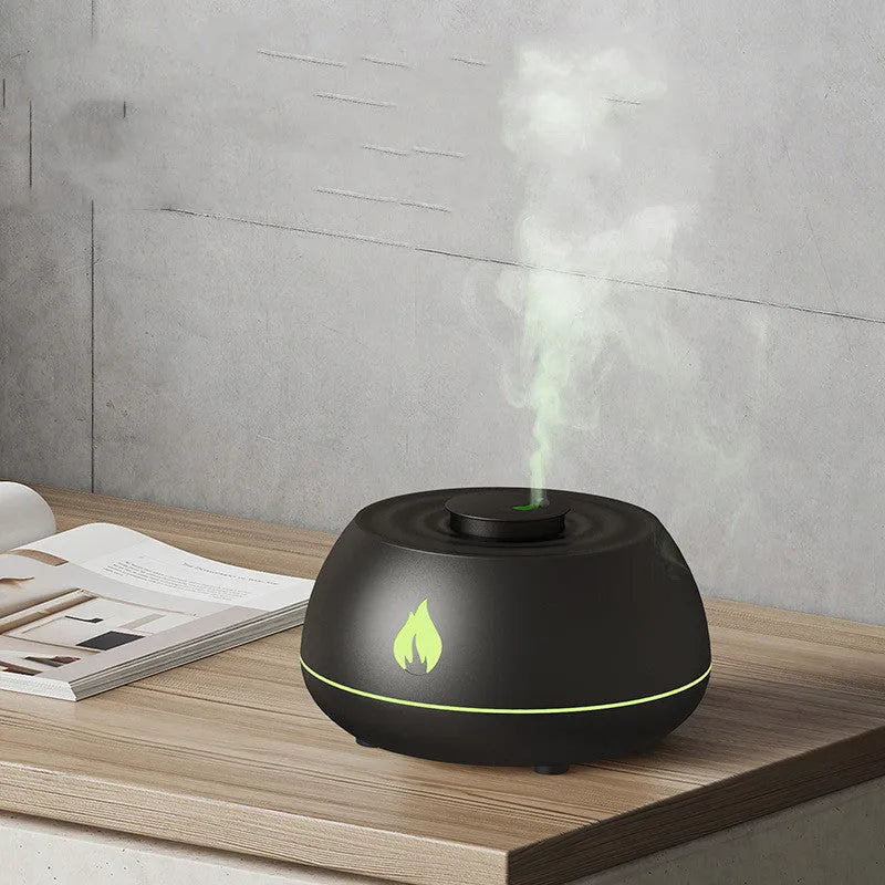 Black flame humidifier aromatherapy diffuser with LED lighting effect and USB cable