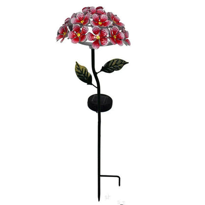 Solar-powered hydrangea garden lights in various colors placed outdoors to provide ambient lighting