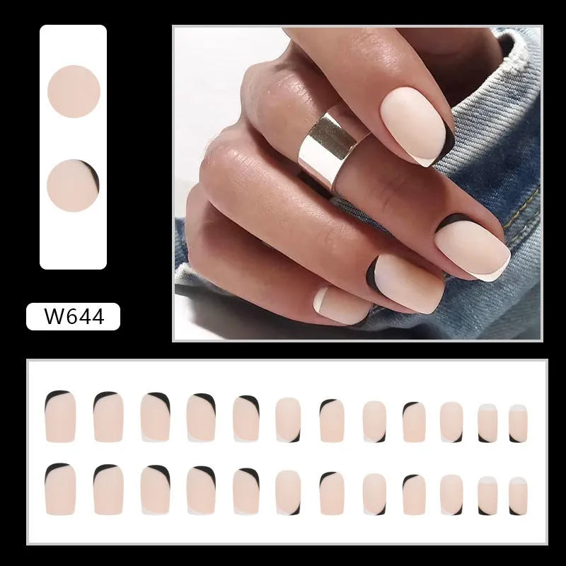 Black and white frosted plastic nail armour pieces for creating French and hot girl style manicures