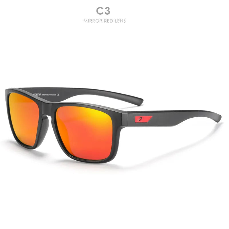 Men's polarised sunglasses with TAC lenses and PC frame in a selection of colours for outdoor use.