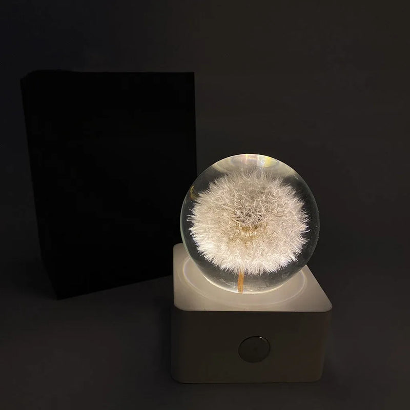 8cm Dandelion Sunflower Specimen Desktop Night Light with USB Connection, Small Artificial Flower Decoration for Business Conferences, Anniversaries, Weddings and Gift Scenarios