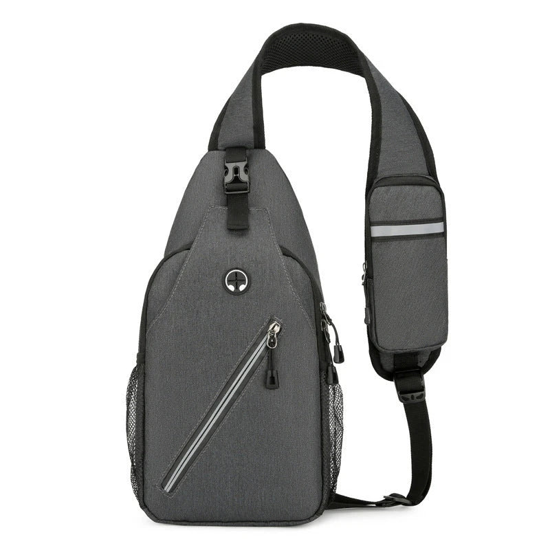 Rugged canvas crossbody bag for men in various colors, featuring a spacious main compartment, adjustable shoulder strap, and multiple pockets for organized storage.