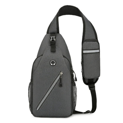 Rugged canvas crossbody bag for men in various colors, featuring a spacious main compartment, adjustable shoulder strap, and multiple pockets for organized storage.