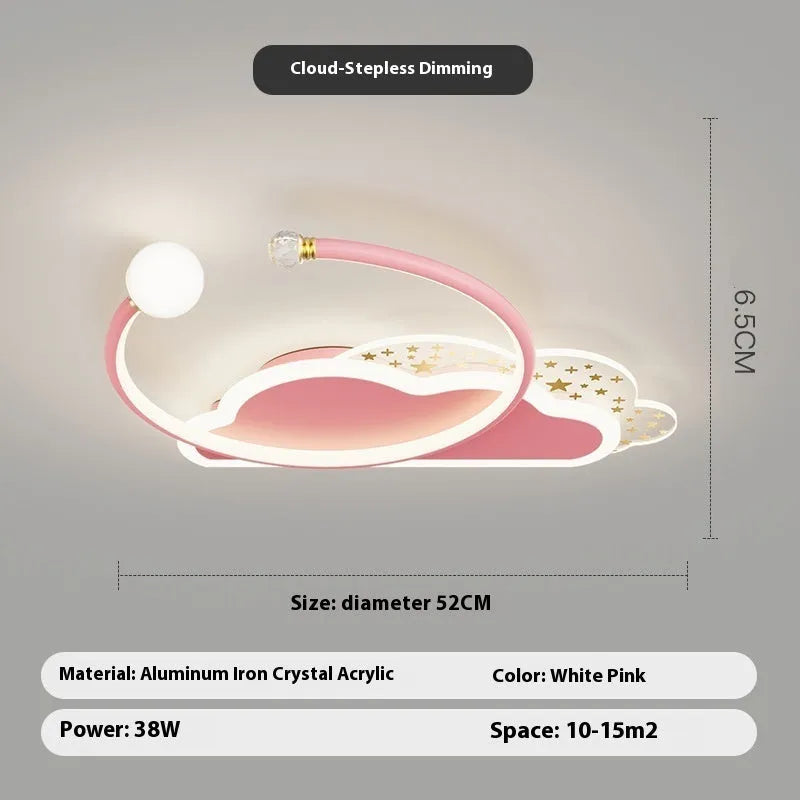 Children's bedroom ceiling lamp with moon star cloud design and adjustable LED lighting in blue colour option