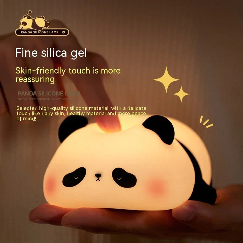 Adorable panda night light with soft, adjustable glow and rechargeable design