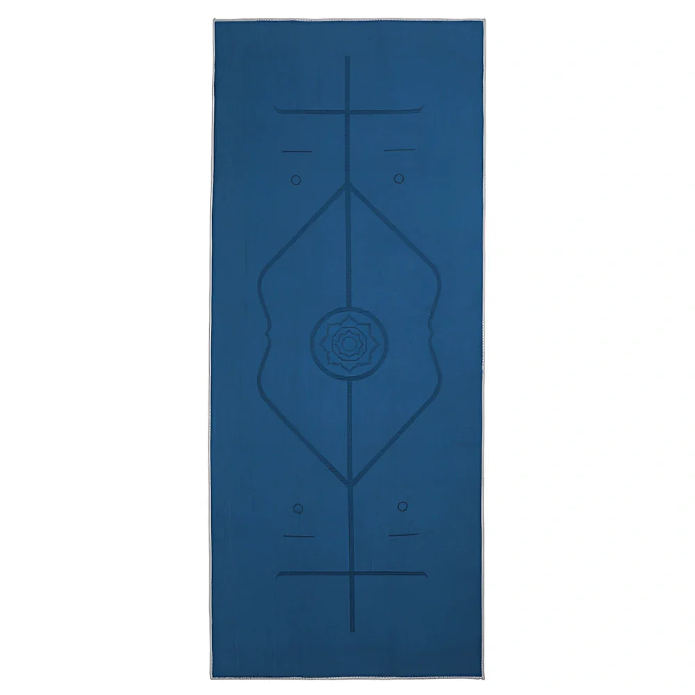 185cm by 68cm yoga towel with 3mm microfiber in six colour options including dark grey and deep sea blue