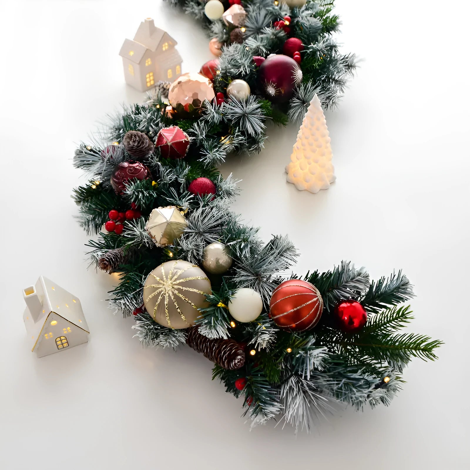 135cm European Style rattan Christmas wall hanging decoration in golden red, leaf golden, or rose pink colour variations