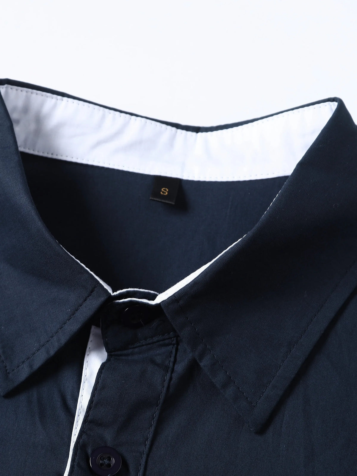 Navy blue long-sleeved casual shirt with contrasting colours for teenage men, sizes S to XXXL