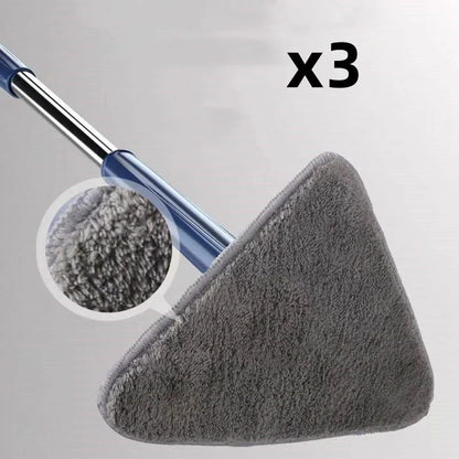 Extendable Triangle Mop with 360° rotatable head for deep cleaning floors, walls, and ceilings