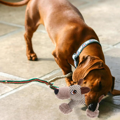 Plush squeaky dog toy in monkey or puppy design for medium large dogs