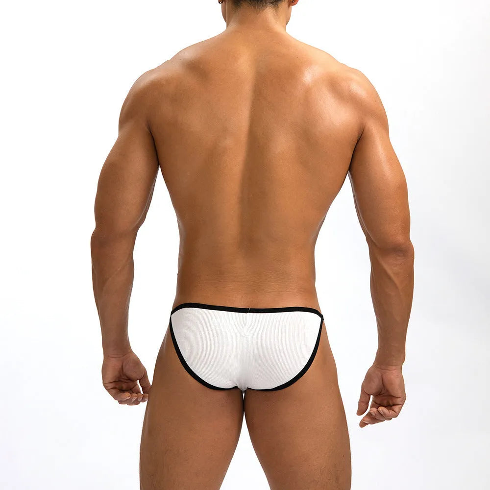 Men's low waist briefs in rib knit fabric available in white and grey colours