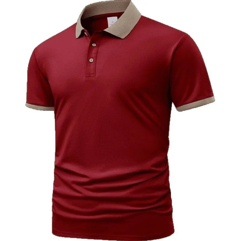 Man's short sleeve Ice Silk polo shirt with a flocking print, shown in multiple colour options.