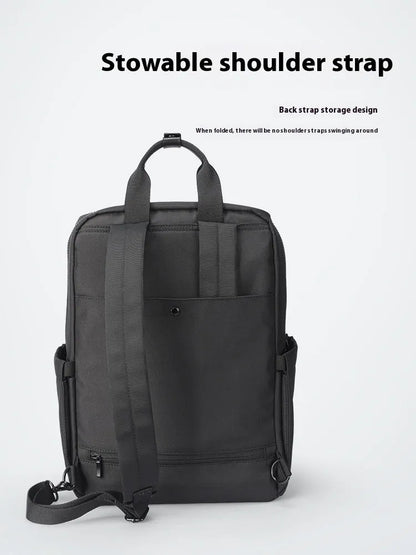 Black Oxford cloth computer backpack with 20-35 litre capacity for laptop storage