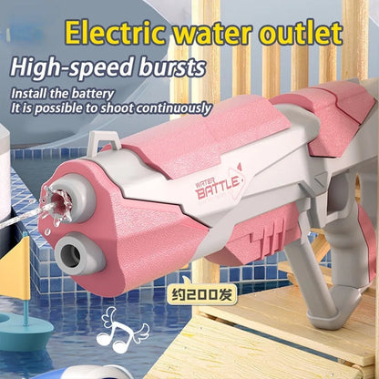 Blue electric water gun with anti-skid grip handle and USB charging port