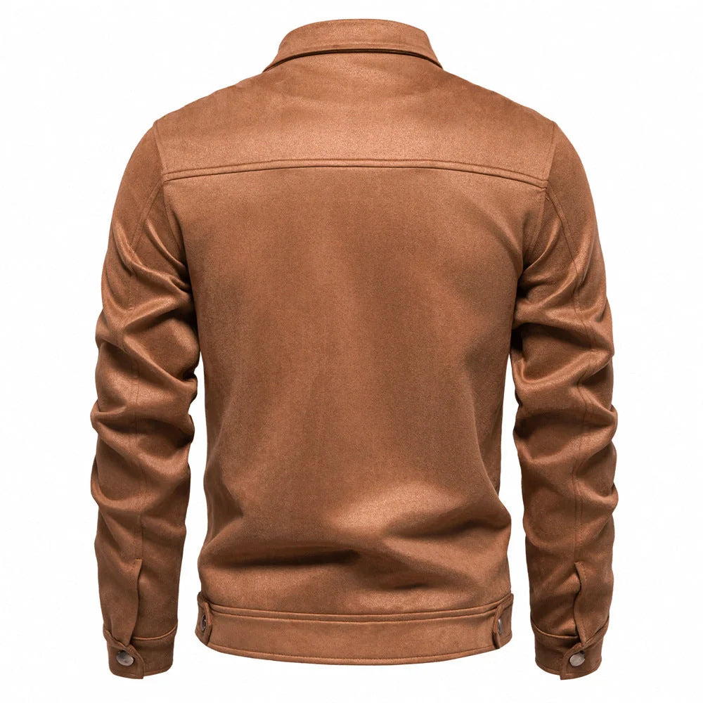 Men's stylish suede lapel zipper jacket for autumn and winter in various colours