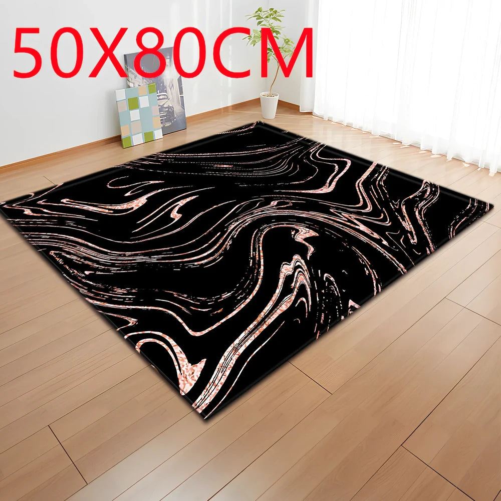 Polyester marble pattern carpet in 121.9x160cm and 50x80cm sizes for floor protection