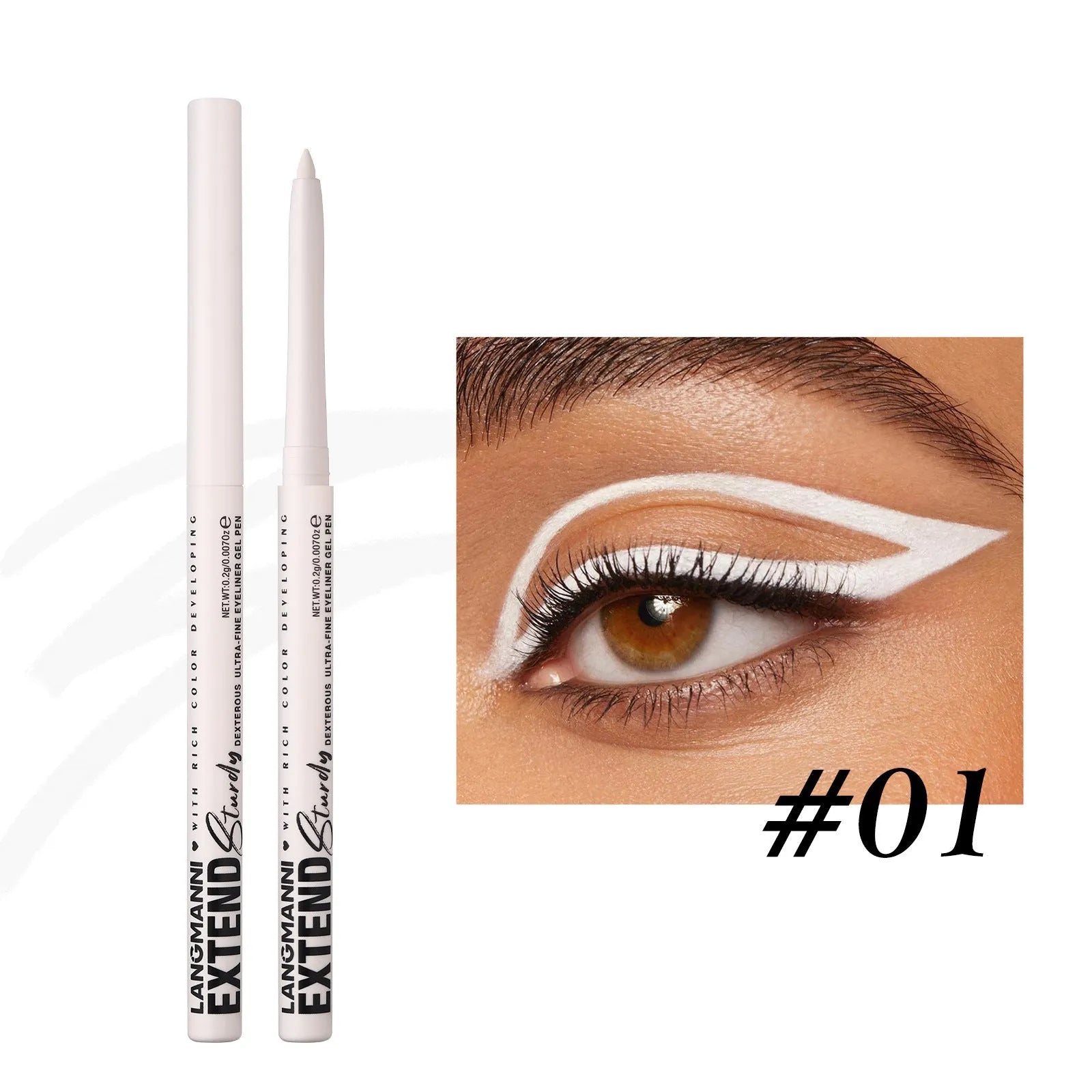 Set of 12 colourful gel glitter eyeliner pencils with matte metallic pearl finishes in waterproof smudgeproof formula