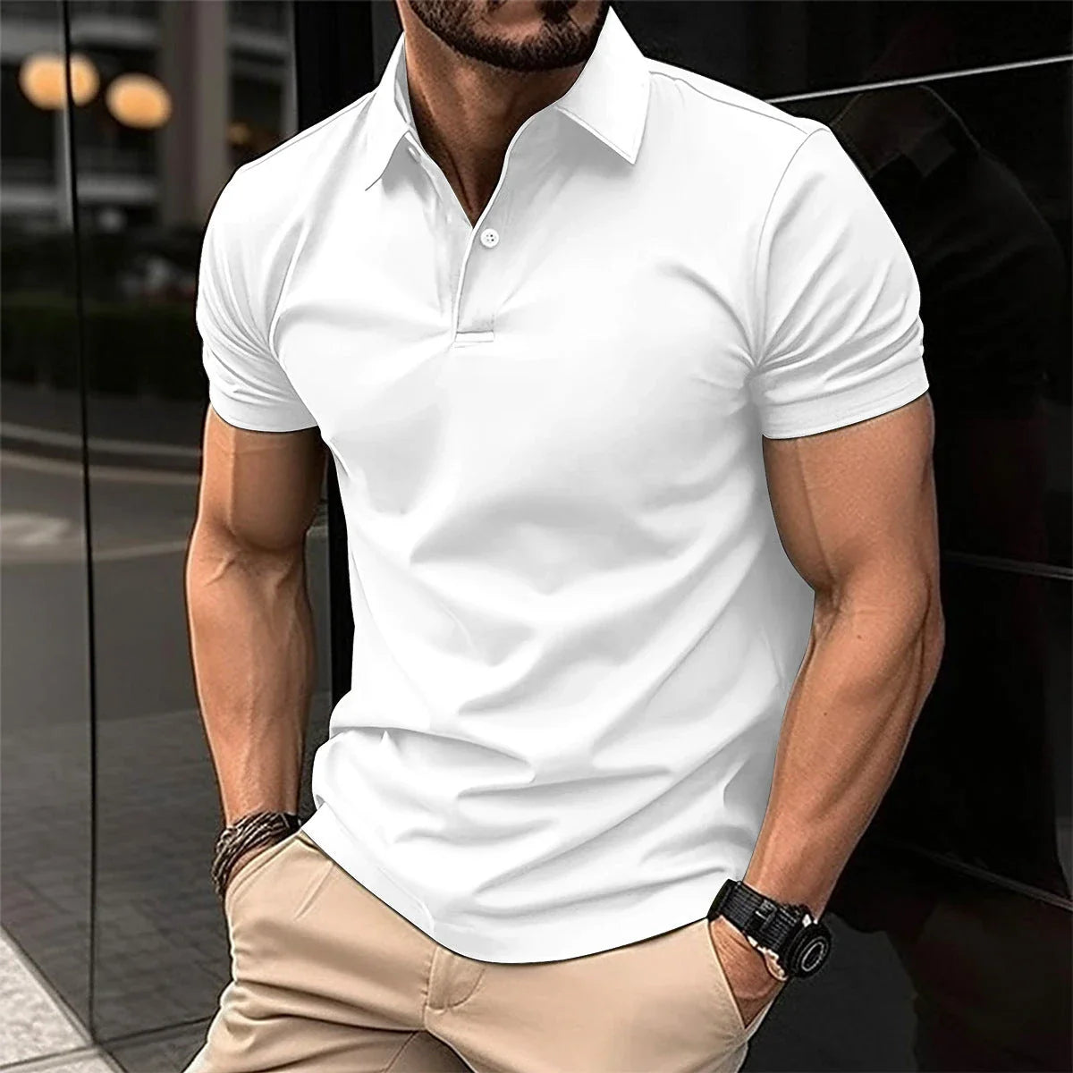 Premium cotton polo shirt for men in various solid colors and sizes