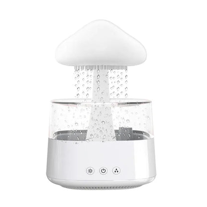 White raining cloud design desk humidifier with water flow effect and essential oil diffusion function