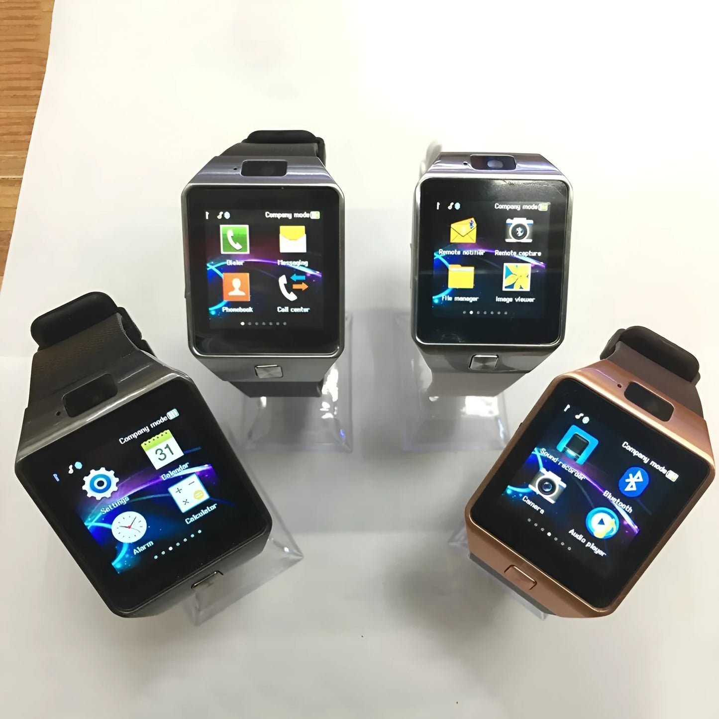Bluetooth smart watch with touch screen and sporty silicone wrist strap in multiple colour options