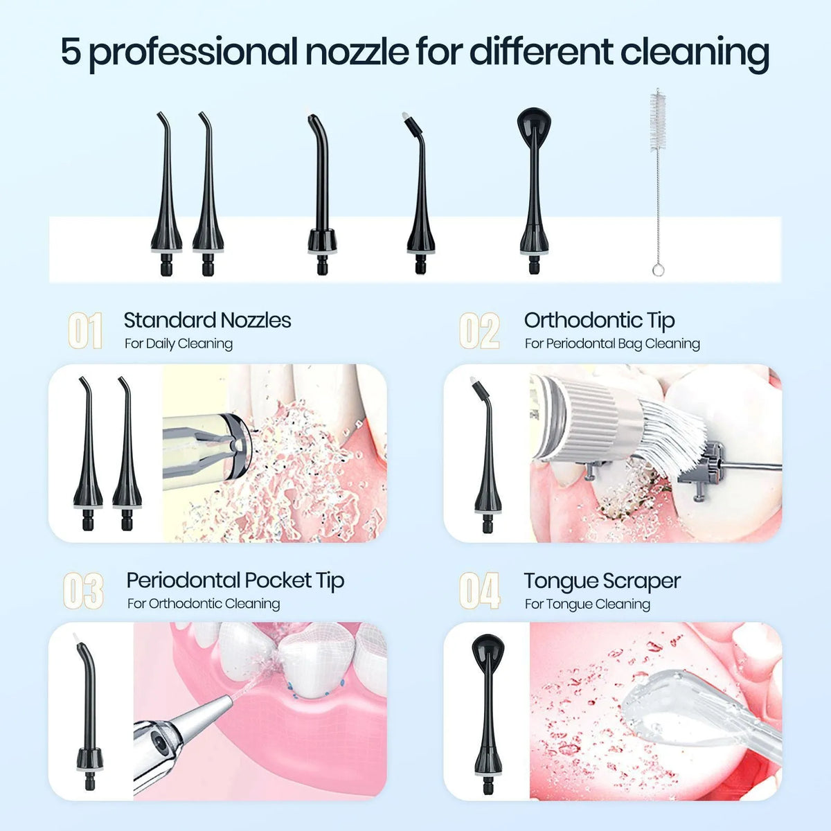Black Prooral portable oral irrigator water pick with 300mL tank