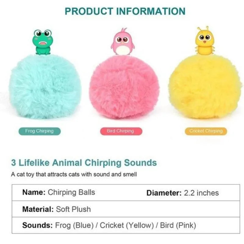 Interactive pet toy ball with three colour options triggering different animal sounds when moved