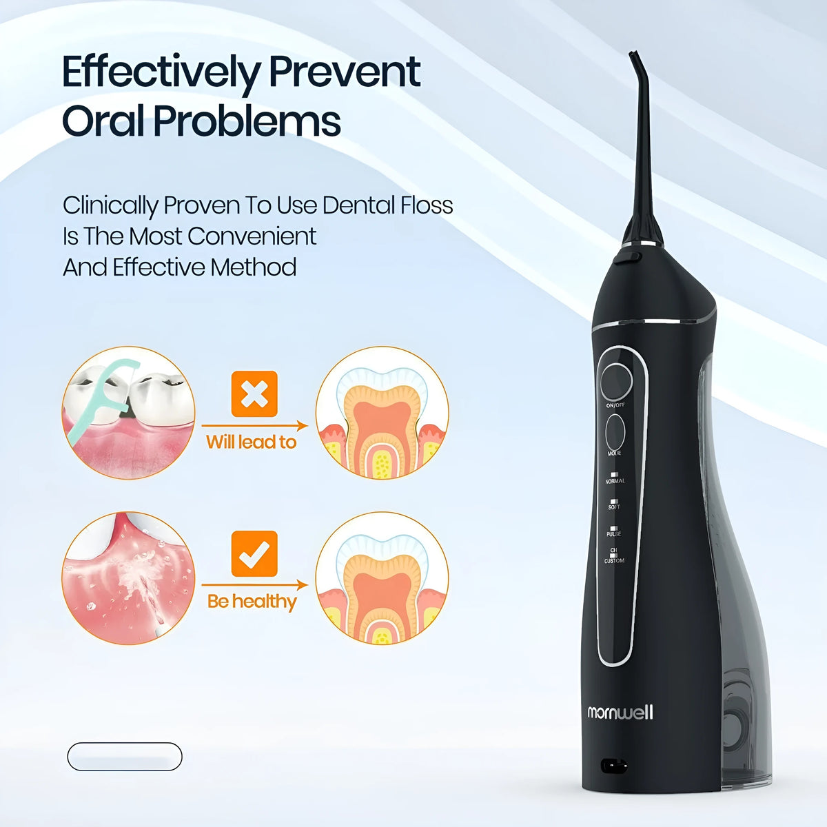 Black Prooral portable oral irrigator water pick with 300mL tank