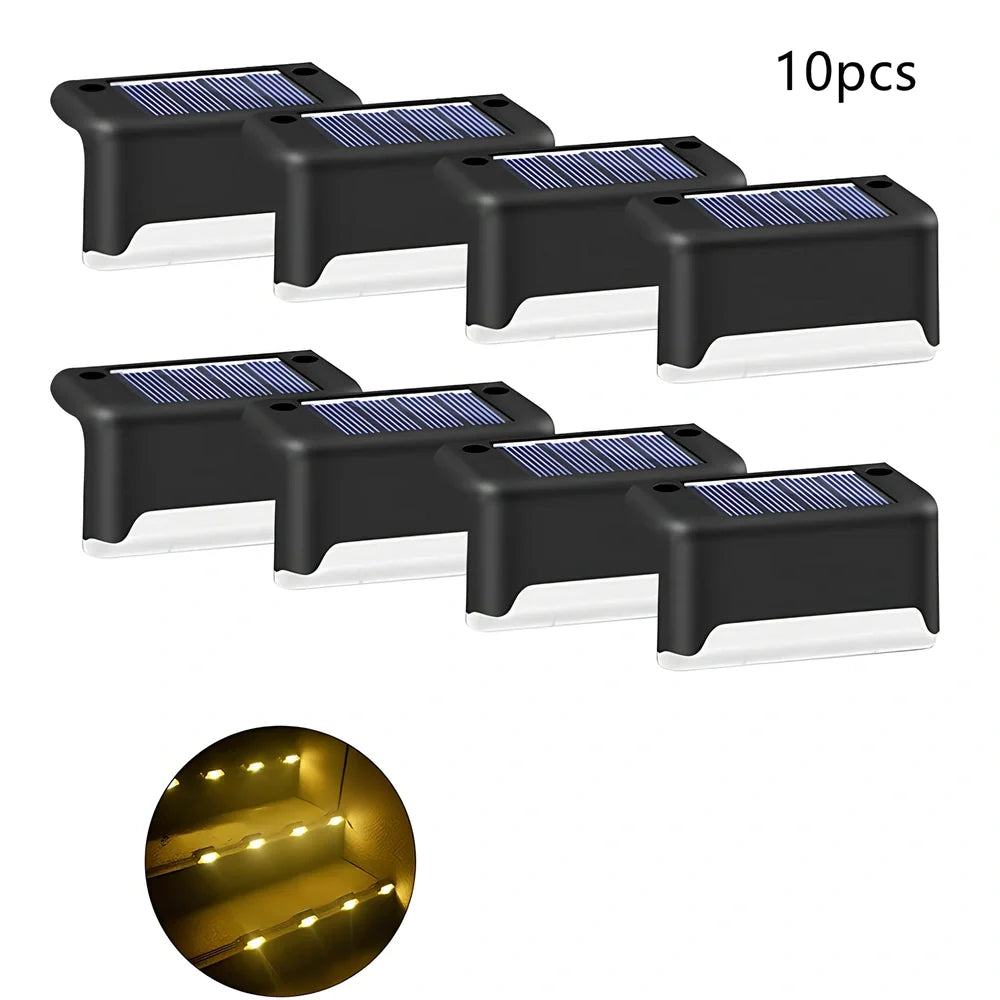 Coffee-coloured solar step light with solar panel, dimensions 78x45x42mm