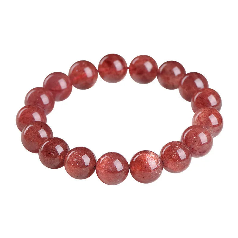 Natural strawberry quartz bracelet with geometric beads in starlight red colour.