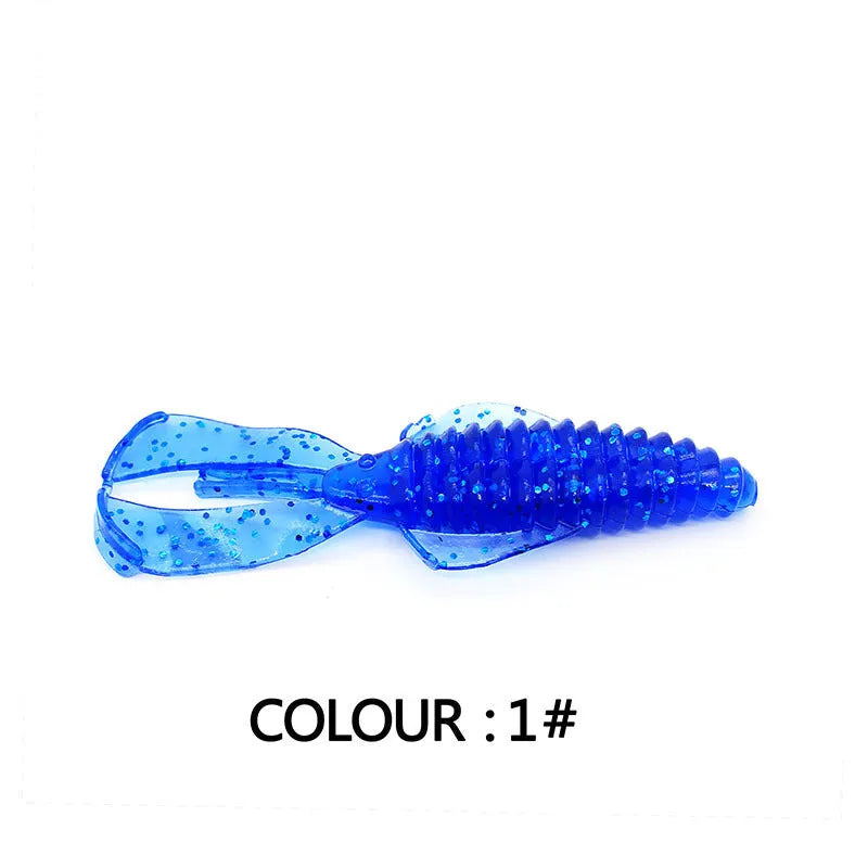 PVC soft plastic fishing lure in assorted colours showing 8cm and 12cm size options for artificial bait fishing.