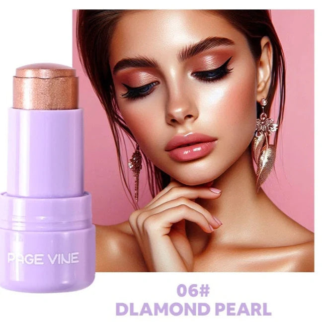 VINE cream contour stick with plastic housing showing six colour options for cheekbone highlighting