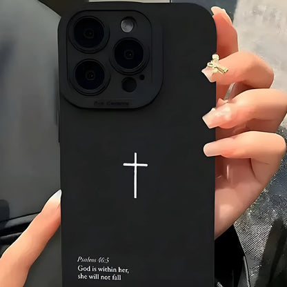 Black TPU phone case with dark cross design, all-inclusive, for Apple iPhone 11-16 and XS Max