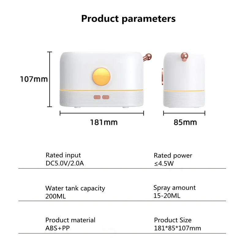 USB desktop humidifier with simulated flame effect and aroma diffusion functionality