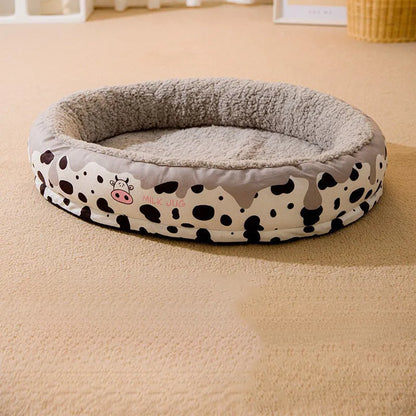 Grey washable dog bed with a detachable cover shown next to a yellow one, sized for a small to medium dog.