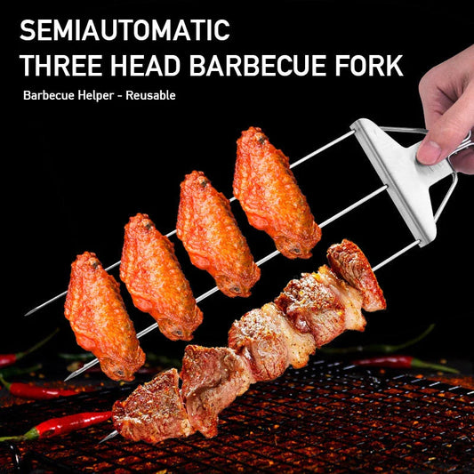 Durable stainless steel barbecue skewers with secure gripping, even cooking, and easy food removal