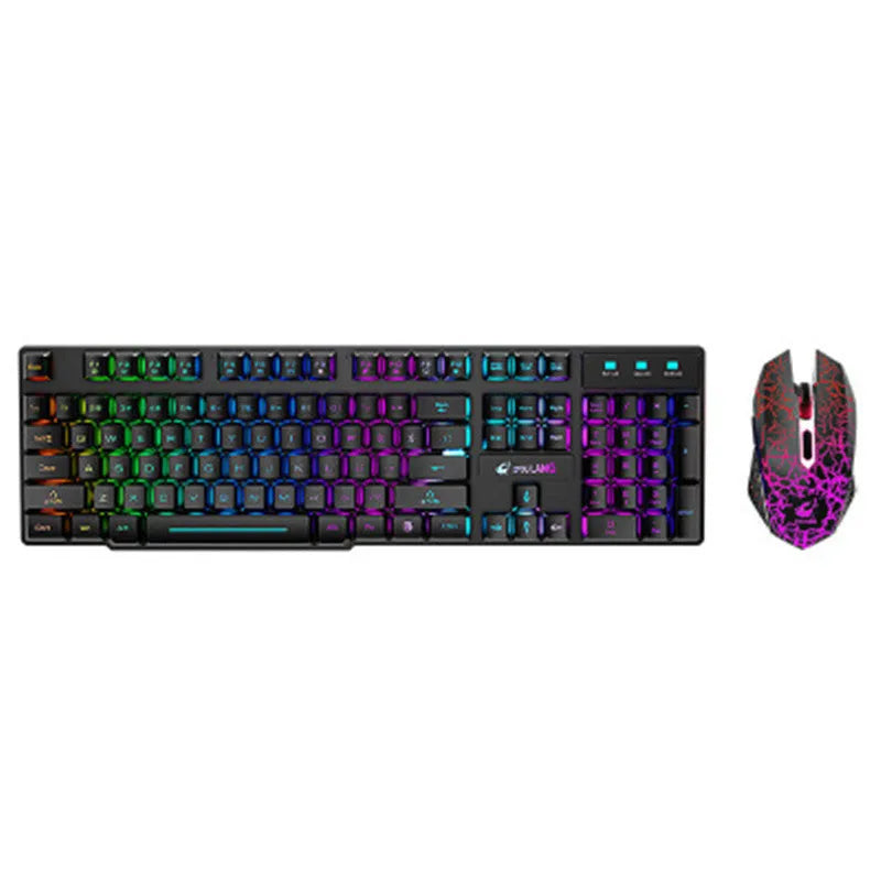 Wireless charging keyboard and mouse set T3 with backlight, ergonomic design, USB receiver, 1.5m cable, and choice of black orange light, black rainbow light, or white rainbow light for PC, laptop, gaming, and office use.