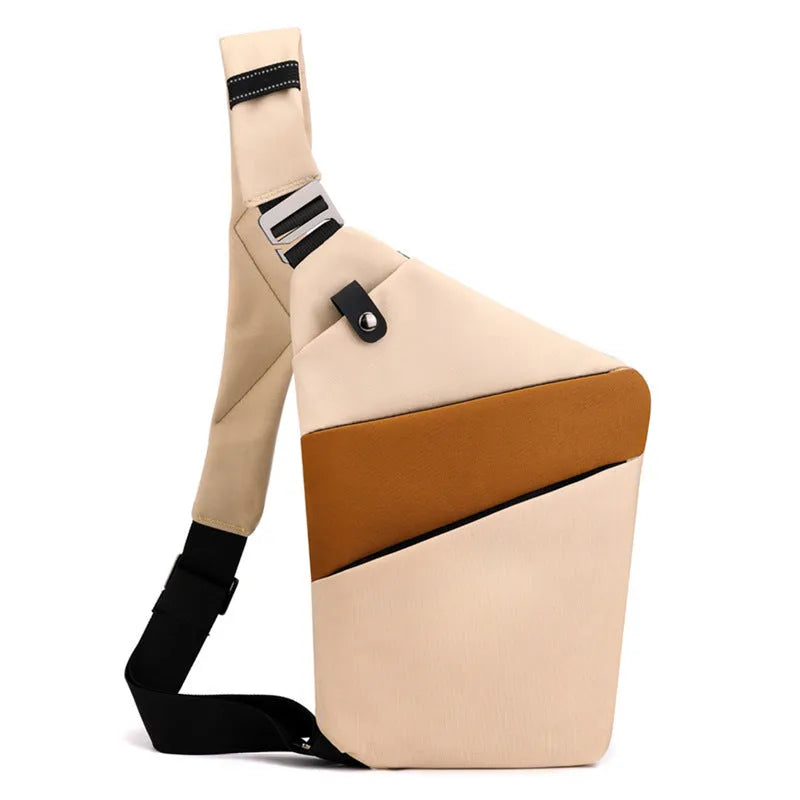 Canvas chest bag 31x20x1cm, 190g, one-shoulder crossbody with anti-radiation fabric inside, smoke black or silver grey